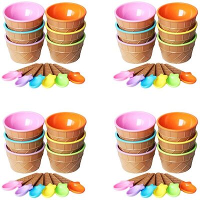 Unbranded 24Pcs Ice Cream Bowl Set Different Color Ice Cream Spoon Bowl Tableware Set Chi Unbranded 24Pcs Ice Cream Bowl Set Different Color Ice Cream Spoon Bowl Tableware Set Chi