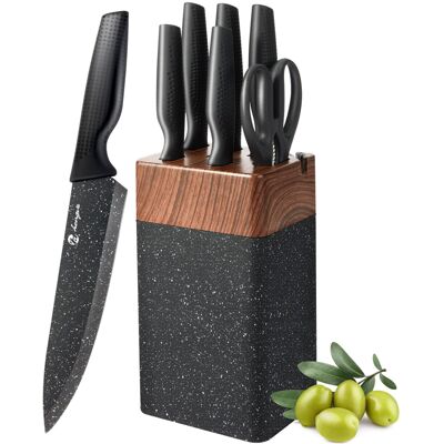 micocali Kitchen Knife Set, 6 Piece Knife Set with Block, Stainless Steel Kitche micocali Kitchen Knife Set, 6 Piece Knife Set with Block, Stainless Steel Kitche