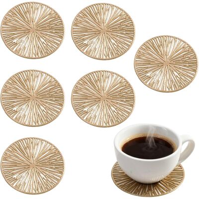 VBSYUYQ Stylish Coasters Set of 6 ? Gold Round PVC Drink Coaster, Reusable Cup Coaster f VBSYUYQ Stylish Coasters Set of 6 ? Gold Round PVC Drink Coaster, Reusable Cup Coaster f