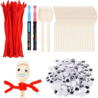 Unbranded 50Sets Fork Kit Include Sporks Red Pipe Cleaners Self Adhesive Googly Eyes and Unbranded 50Sets Fork Kit Include Sporks Red Pipe Cleaners Self Adhesive Googly Eyes and