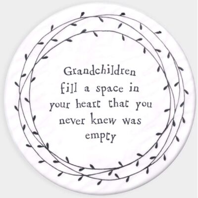East of India Porcelain Leaf Coaster - Grandchildren fill a space in your heart East of India Porcelain Leaf Coaster - Grandchildren fill a space in your heart