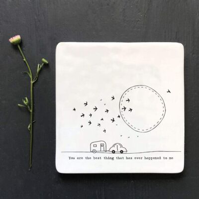 East of India Porcelain Square Coaster Keepsake - Best Thing East of India Porcelain Square Coaster Keepsake - Best Thing