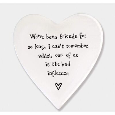 East of India Porcelain Heart Coaster We've been friends for so long East of India Porcelain Heart Coaster We've been friends for so long