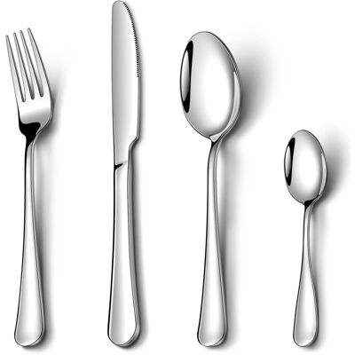 Cutlery Set, NINIROR 16 Piece Food-Grade Stainless Steel Flatware Set Silverware Cutlery Set, NINIROR 16 Piece Food-Grade Stainless Steel Flatware Set Silverware
