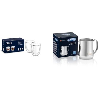 DeLonghi 5513214601 Cappuccino Thermo Glasses, Transparent, 270 ml, 2 Count (Pac DeLonghi 5513214601 Cappuccino Thermo Glasses, Transparent, 270 ml, 2 Count (Pac