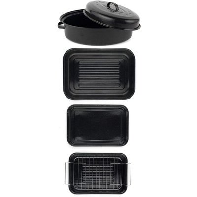 Russell Hobbs Roasting Bakeware Set 4PC Oven Trays Cookware Vitreous Enamel Russell Hobbs Roasting Bakeware Set 4PC Oven Trays Cookware Vitreous Enamel