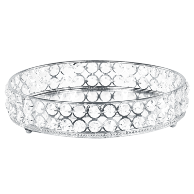 Beliani Silver Mirrored Round Decorative Tray - Tabletop Accent Piece Beliani Silver Mirrored Round Decorative Tray - Tabletop Accent Piece