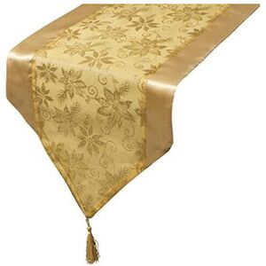 Xmas CHRISTMAS Table Runner - Sparkly GOLD Voile - Christmas Poinsettia Xmas CHRISTMAS Table Runner - Sparkly GOLD Voile - Christmas Poinsettia