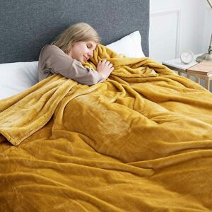 Oxford Homeware (Mustard, King: 200 cm x 240 cm.) Faux Fur Fleece Throw Warm Soft Mink Blanket Oxford Homeware (Mustard, King: 200 cm x 240 cm.) Faux Fur Fleece Throw Warm Soft Mink Blanket