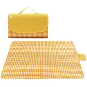 A Liittle Tree (Yellow Check) Large Picnic Blanket Mat Waterproof Camping Beach Family Travel O A Liittle Tree (Yellow Check) Large Picnic Blanket Mat Waterproof Camping Beach Family Travel O
