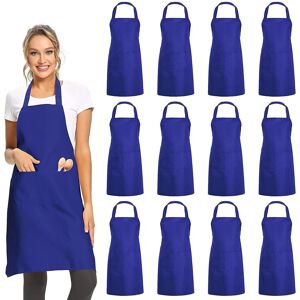 Unbranded 12 Pack Plain Bib Aprons With 2 Pockets - Blue Unisex Commercial Apron Bulk For Unbranded 12 Pack Plain Bib Aprons With 2 Pockets - Blue Unisex Commercial Apron Bulk For