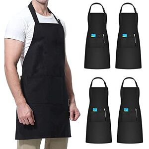 Kimhanro 4 Pcs Black Chef Apron, Unisex Work Apron, Waterproof Adjustable Apron with 2 Po Kimhanro 4 Pcs Black Chef Apron, Unisex Work Apron, Waterproof Adjustable Apron with 2 Po