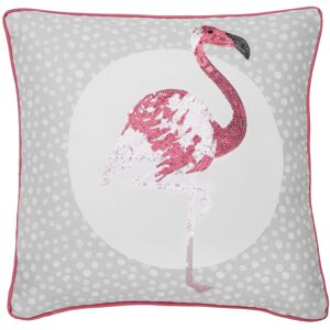 Catherine Lansfield Flamingo Embellished Cushion Cover Grey, 43x43cm Catherine Lansfield Flamingo Embellished Cushion Cover Grey, 43x43cm