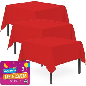 SOL 3 Red Plastic Table Covers Square Tablecloth Disposable Wipe Clean Party Cloth SOL 3 Red Plastic Table Covers Square Tablecloth Disposable Wipe Clean Party Cloth