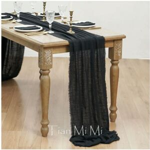 nobrand (62x400cm, Black) Table Runner Rustic Cotton Gauze Cloth Dining Burlap Retro Bur nobrand (62x400cm, Black) Table Runner Rustic Cotton Gauze Cloth Dining Burlap Retro Bur
