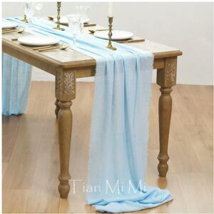 nobrand (62x400cm, Light blue) Table Runner Rustic Cotton Gauze Cloth Dining Burlap Retr nobrand (62x400cm, Light blue) Table Runner Rustic Cotton Gauze Cloth Dining Burlap Retr