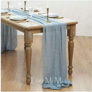 nobrand (62x1000cm, Dust blue) Table Runner Rustic Cotton Gauze Cloth Dining Burlap Retr nobrand (62x1000cm, Dust blue) Table Runner Rustic Cotton Gauze Cloth Dining Burlap Retr