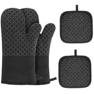Unbranded (Black) Oven Mitts and Pot Holders 4 Pcs Sets Unbranded (Black) Oven Mitts and Pot Holders 4 Pcs Sets