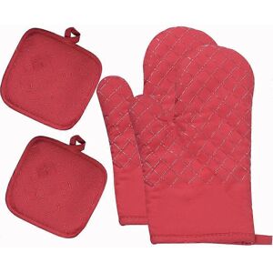 Unbranded (Red) Oven Mitts and Pot Holders 4 Pcs Sets Unbranded (Red) Oven Mitts and Pot Holders 4 Pcs Sets