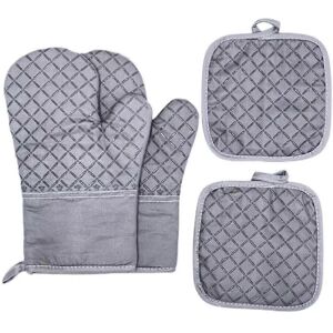 Unbranded (Grey) Oven Mitts and Pot Holders 4 Pcs Sets Unbranded (Grey) Oven Mitts and Pot Holders 4 Pcs Sets