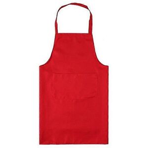 Unbranded (Red) Plain Apron With Front Pocket For Chefs Butchers Kitchen Cooking Craft Unbranded (Red) Plain Apron With Front Pocket For Chefs Butchers Kitchen Cooking Craft