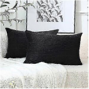 Kikidex (Black, One size) 2 Pcs Corduroy Soft Throw Pillow Covers Rectangle Striped Cush Kikidex (Black, One size) 2 Pcs Corduroy Soft Throw Pillow Covers Rectangle Striped Cush