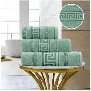 Unbranded (Green, Pack of 3 Hand Towels) Egyptian Cotton Towel Set with Greek Border Desig Unbranded (Green, Pack of 3 Hand Towels) Egyptian Cotton Towel Set with Greek Border Desig