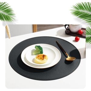 Unbranded (Black) Round Leather Placemat Solid Colour Faux Leather Placemats , Coffee Mats Unbranded (Black) Round Leather Placemat Solid Colour Faux Leather Placemats , Coffee Mats