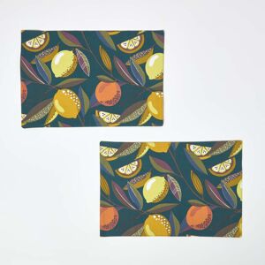 Homescapes 100% Cotton Citrus Placemats, Set of 2 Homescapes 100% Cotton Citrus Placemats, Set of 2