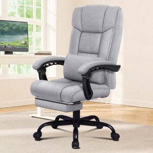 ELFORDSON Office Chair with XL Lumbar Cushion - Grey - Linen - Office chair ELFORDSON Office Chair with XL Lumbar Cushion - Grey - Linen - Office chair