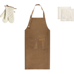 Beliani Kitchen Textiles Set DAUCUS Brown Beliani Kitchen Textiles Set DAUCUS Brown