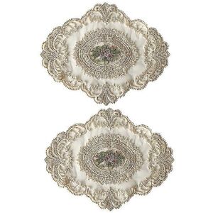 Unbranded Set of 2 crochet lace coasters, lace table runner, embroidered lace placemats Unbranded Set of 2 crochet lace coasters, lace table runner, embroidered lace placemats