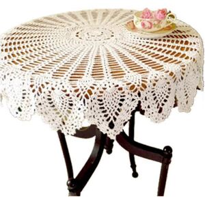Unbranded Vintage round cotton lace tablecloth, 90 cm, handmade, white, 90 cm round Unbranded Vintage round cotton lace tablecloth, 90 cm, handmade, white, 90 cm round