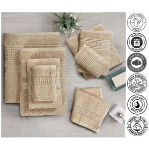 Unbranded (Beige, Face Cloth) 100% Cotton Egyptian Range Towels with Viscose Greek Border Unbranded (Beige, Face Cloth) 100% Cotton Egyptian Range Towels with Viscose Greek Border