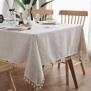 Unbranded Solid Color Cotton Linen Tablecloth with Tassels, Dustproof and Anti-Shrink Squa Unbranded Solid Color Cotton Linen Tablecloth with Tassels, Dustproof and Anti-Shrink Squa