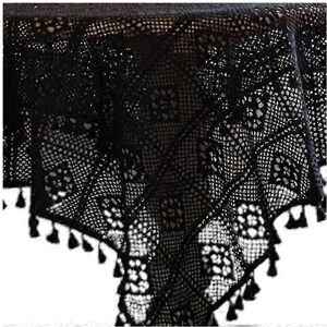 Unbranded (60 x 60 cm - Black Broom Lace) Vintage Pastoral American Handmade Crochet Openw Unbranded (60 x 60 cm - Black Broom Lace) Vintage Pastoral American Handmade Crochet Openw