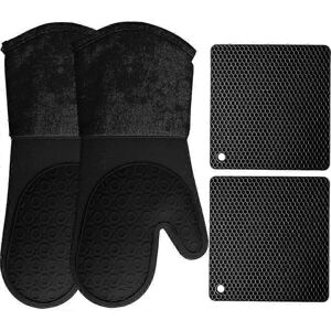 Unbranded Silicone Oven Mitts and Pot Holders Set of 4, Heavy Duty Oven Gloves, Tri-Foot S Unbranded Silicone Oven Mitts and Pot Holders Set of 4, Heavy Duty Oven Gloves, Tri-Foot S