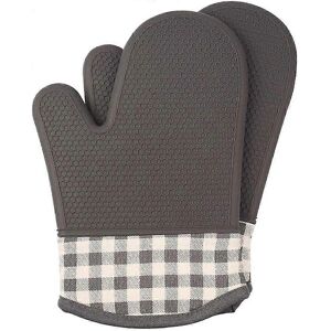 Unbranded Heat Resistant Oven Gloves with Cotton Lining and Silicone Pot Holders, Grey Unbranded Heat Resistant Oven Gloves with Cotton Lining and Silicone Pot Holders, Grey