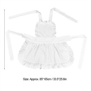 Unbranded White Cotton Women Maid Apron with Ruffle Hem, Adjustable Waist, 85x65cm Unbranded White Cotton Women Maid Apron with Ruffle Hem, Adjustable Waist, 85x65cm