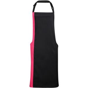 (One Size, Black/Hot Pink) Premier Contrast Bibbed Full Apron (One Size, Black/Hot Pink) Premier Contrast Bibbed Full Apron
