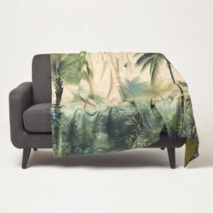 Homescapes (Green) Palm Sepia Throw 130 x 170 cm Tropical Blanket Homescapes (Green) Palm Sepia Throw 130 x 170 cm Tropical Blanket