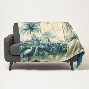 Homescapes (Blue) Palm Sepia Throw 130 x 170 cm Tropical Blanket Homescapes (Blue) Palm Sepia Throw 130 x 170 cm Tropical Blanket