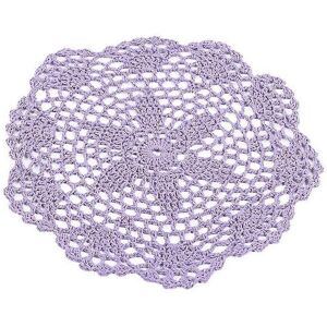Unbranded 30cm Round Cotton Blend Hand Crochet Floral Lace Doily Placemat Light Purple One Unbranded 30cm Round Cotton Blend Hand Crochet Floral Lace Doily Placemat Light Purple One