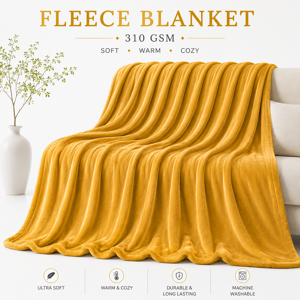 Oxford Homeware (Mustard, Single: 130 cm x 150 cm.) Faux Fur Fleece Throw Warm Soft Mink Blanket Oxford Homeware (Mustard, Single: 130 cm x 150 cm.) Faux Fur Fleece Throw Warm Soft Mink Blanket