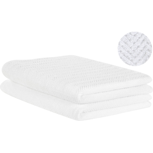 Beliani Set of 2 White Cotton Terry Towels - Bath Accessories Beliani Set of 2 White Cotton Terry Towels - Bath Accessories