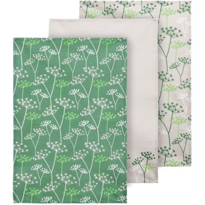 Premier Housewares Set of 3 Floral Cotton Tea Towels - Tea Towels Premier Housewares Set of 3 Floral Cotton Tea Towels - Tea Towels