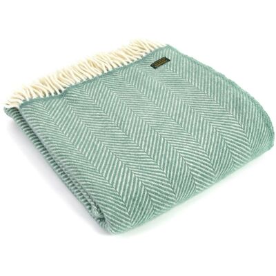 Tweedmill Throw Blanket 100% Pure New Wool British Made Fishbone 150x183cm Sea Green Tweedmill Throw Blanket 100% Pure New Wool British Made Fishbone 150x183cm Sea Green