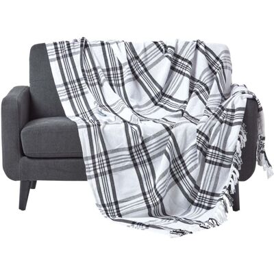 Homescapes (White & Black, 225 x 255 cm) Tartan Check Sofa and Bed Throw Homescapes (White & Black, 225 x 255 cm) Tartan Check Sofa and Bed Throw