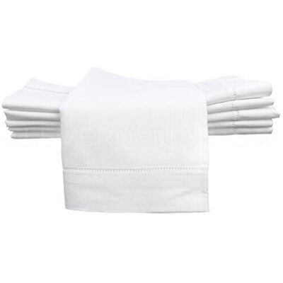CleverDelights 20" White Hemstitch Dinner Napkins - 12 Pack - 55/45 Linen Cotton CleverDelights 20" White Hemstitch Dinner Napkins - 12 Pack - 55/45 Linen Cotton
