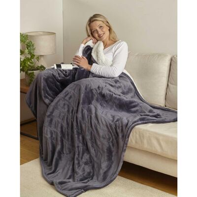 Country Club - Heated Sherpa Blanket - Grey - 130x160 - Blanket Country Club - Heated Sherpa Blanket - Grey - 130x160 - Blanket